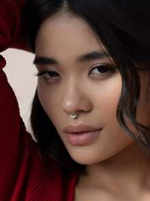 1 peça de piercing de nariz falso em aço inoxidável com design minimalista em ferradura e 5 cristais, joia para piercing sensível