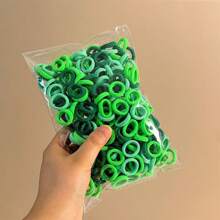 800pcs Colored Elastic Hair Ties, Girls Hair Accessories, Ponytail Holders, Fabric Scrunchies, High Elasticity, Flower Decoration Supplies