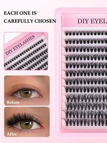 240片装 30D/40D/80D D型卷翘浓密假睫毛套装，DIY假睫毛套装，超浓密黑色假睫毛套装，日常妆容黑色假睫毛套装，D型卷翘浓密假睫毛套装，黑色单片假睫毛套装（240片），8-16mm混合单片假睫毛套装，居家DIY，Rizos D型卷翘浓密假睫毛，迷你旅行DIY睫毛套装，单片假睫毛，假睫毛 - D - 查看 7