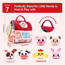 蒙特梭利农场谷仓主题婴儿玩具，适合 6-12 个月婴儿，配有 6 件毛绒动物摇铃，适合幼儿感官发育玩具礼物