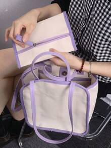 Lightweight Mommy Bag, Shoulder Sling Messenger, Lunch Bag, Maternity Tote - Purple - View 1