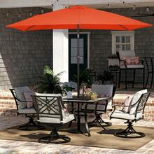 6.5x10 Ft Rectangular Patio Umbrellas Outdoor Market Umbrella With Push Button Tilt And Crank, Rectangle Table Umbrella 6 Sturdy Ribs UV Protection For Pool Garden Backyard Deck, Red - Orange - View 2