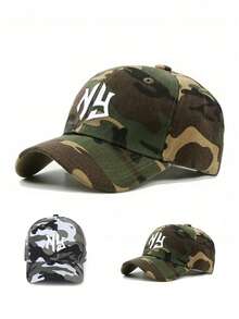 1pc Adjustable NY Embroidery Camo Baseball Cap, Outdoor Sun Protection Casual Hat For Spring/Autumn Traveling, Beach, Y2K Style Unisex - Baseball Cap - View 8