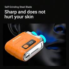 Compact Electric Smart Shaver, Portable Beard Trimmer, Men's Travel Razor, Dual Blade, 360° Precision Shaving, Digital Display, Waterproof, Detachable Cleaning, With Type-C Charging Cable And Cleaning Brush (300mAh)