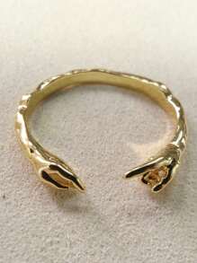 1 pièce Bague unique minimaliste "La main de Dieu donnant la vie à Adam" pour femmes et hommes. Bijou de mode, cadeau idéal, réglable