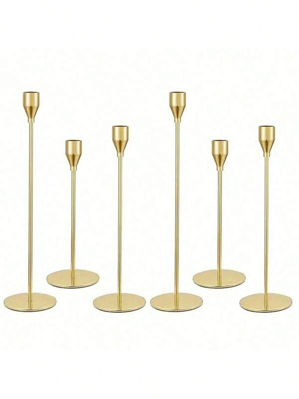 3 Stücke/Set Kerzenhalter, luxuriöse goldene Metallkerzenhalter, Heim-/Hochzeits-/romantisches Dinner Dekoration, Zimmer Dekoration, Heimdekoration, Geschenk, Feiertags Dekoration