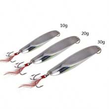 3 Stücke/Set 10g/20g/30g Metalllöffel Köder, drehende glänzende Klinge weicher Köder, schräg geschnittener leuchtender harter Köder für Weitwurfangeln vom Ufer aus