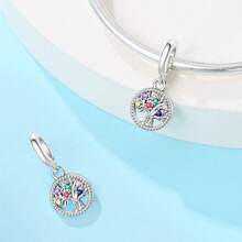 1 peça de pingente de prata esterlina 925 com pingente de árvore da paz em formato de coração e anjo, formato de diamante colorido, faça você mesmo, joias para combinar com roupas do dia a dia, decoração para meninas/mulheres, dia dos namorados