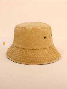 1pc Unisex Solid Color Retro Foldable Bucket Hat, Vintage Washed Outdoor Sun Protection Hat, Suitable For Everyday Use,Holiday,Festival - Solid Color - View 15