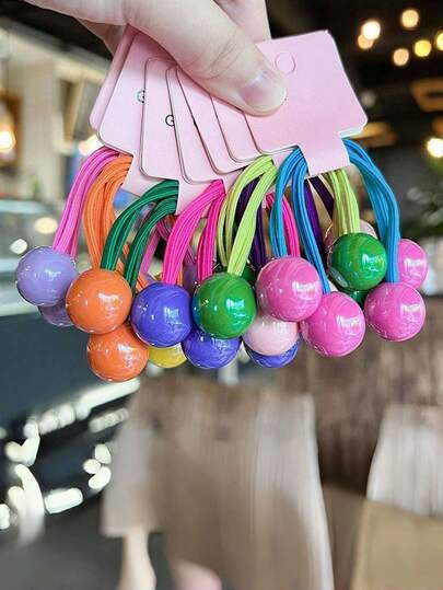 14pcs Korean Style Candy Color Elastic Hair Ties, Ponytail Holders, Colorful Hair Ropes, Princess Style, Elegant ABS Plastic Hair Ties, Suitable For All Hair Types Hair Accessories Head Accessories Rubber Bands Scrunchies