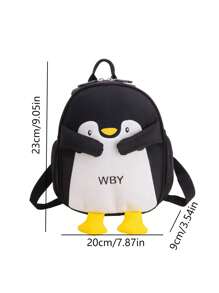 1 Pc New Style Penguin Shaped Nylon Backpack For Girls, Adjustable Shoulder Straps, Zipper Closure, Fashionable And Cute Design, Ideal For School, Outdoor Activities, And Gifts For Friends