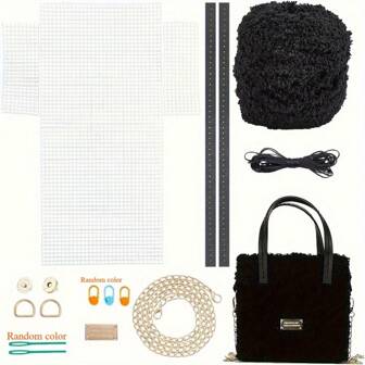 DIY Plush Handbag Craft Set & Accessories - Handmade Crochet Wallet Materials Kit, Suitable For Homemade Fashion Handbags, Adult Crafts, Clothing, Apparel Accessories, Needlework And More.