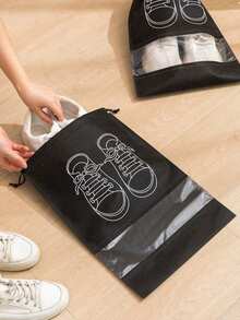 1/3/5/10 piezas Bolsas de almacenamiento de zapatos con cuerda, bolsa de almacenamiento de viaje con cierre de cordón seguro, bolsa impermeable portátil para empacar zapatos, bolsa de almacenamiento multifuncional, organizador de zapatos, bolsa de playa impermeable para hombres y mujeres, artículos de viaje, suministros de almacenamiento y organización para el hogar, artículos esenciales de viaje de regreso a la escuela