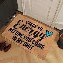 1pc 16"*24" 18"*30" Check Yo Energy Doormat Non-Slip Funny Welcome Doormat For Indoor & Outdoor Use, Easy To Clean, Durable & Stain-Resistant, Machine Washable, Perfect For Front Door, Entryway, Bedroom, Laundry Room Area Door Mat Home Decor, Non-Slip Outdoor/Indoor Rubber Door Mats For Front Door/Garden/Kitchen/Bedroom - 彩色 - 查看 3