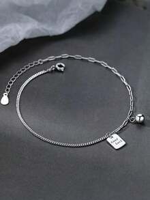 1pc Good Luck Beaded Anklet, Suitable For Women Daily Wear - Silver - View 5