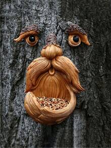 1pc Tree Face Bird Feeder, Tree Bird Feeder Garden Unique Decoration, Tree Face Decor Bird Feeder Outdoor, Unique Bird Feeder For Outside, Garden Decoration And Wild Birdfeeder Yard Art (Please Check Size Chart Before Purchase) - Multicolor - View 2
