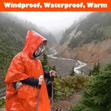 2pcs Emergency Sleeping Bag Set - Includes 1pc Aluminum Foil Lining Emergency Raincoat And 1pc Emergency Sleeping Bag, Portable Blanket Survival Gear, Warm Camping Bag, Essential Outdoor Hiking Travel Equipment