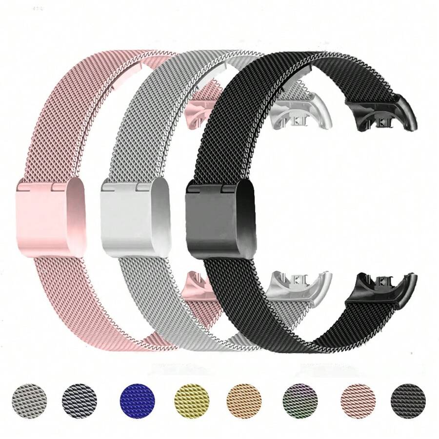 Metal Mesh Stainless Steel Strap Compatible With Xiaomi Mi Band 9/8 Smart Bracelet Replacement Accessories Watchband Miband 8 Smartwatch