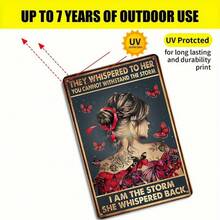 1PC Motivational Tin Sign, I Am The Storm, Strong Woman Wall Art, Tattooed Lady Design, Inspirational Quote, High-Quality Metal, Perfect For Bedroom And Gym, 8x12 Inches/ 20x30 Cm - 彩色 - 查看 6