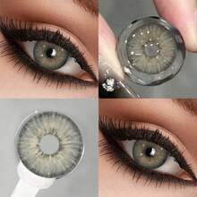 2 piezas de lentes de contacto de color gris marrón, maquillaje de ojos, lentes de contacto anuales suaves cosméticas, ideales para maquillaje creativo de Halloween, fiesta temática y transformación para disfraces y eventos especiales. - Multicolor - Ver 3