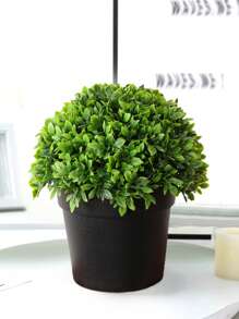 1 pieza/2 piezas Bonsái de Boj artificial, Hoja de Eucalipto artificial en miniatura, Macetas de plástico negro y blanco, Material PP/PE, Decoraciones de escritorio, Flores artificiales, Plantas de imitación, Decoración para fiestas al aire libre, Cumpleaños, Boda, Temporada de bodas, Decoración para la temporada de graduación, Hogar, Comedor, Sala de estar, Dormitorio, Decoración de jardín