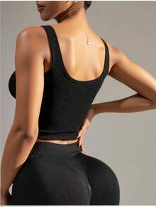 Sujetador deportivo con tirantes casuales minimalistas, adecuado para el uso diario - Negro - Ver 2