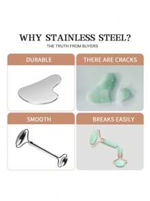 Zestaw 1/2 szt./zestaw wałków do masażu twarzy ze stali nierdzewnej i gua sha - metalowy wałek do masażu twarzy, metalowy gua sha, narzędzia do masażu twarzy redukujące obrzęki, drenaż limfatyczny, napięcie twarzy, masażery do pielęgnacji skóry, uroda, produkty do pielęgnacji skóry, spa, pielęgnacja ciała, narzędzia do pielęgnacji skóry, pielęgnacja twarzy, akcesoria kosmetyczne, masaż, narzędzie do masażu twarzy, wałek do masażu twarzy