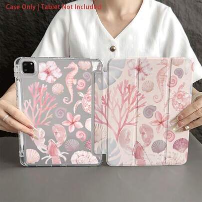 1 Pink Marine - Themed Protective Soft - Shell Tablet Case - Ideal For Ocean - Loving And Aesthetic - Oriented Shoppers,Tablet Case With Pen Holder Compatible With IPad 10.9/10.2/ Air 5th Gen/Pro11/10th/9.7/Air 2/IPad (7th Gen)/ IPad (8th Gen)/IPad Air 4/5/IPad Pro 11/IPad 10th Generation 10.9-Inch 2022 Smart Case/IPad Air 13(M3 2025)/IPad Air 11(M3 2025)/IPad Air 11(M3 2025)/IPad 11(A16 2025), Auto Sleep/Wake Function