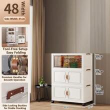 5/4/3/2/1 Tier Storage Cabinet Folding Storage Box, Home Living Room Toy Cabinet, Storage Rack, Snack Cabinet, No Assembly Required, Kitchen Storage Cabinet