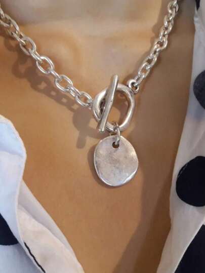 Collar de cadena plateada elegante, collar grueso, estilo Uno De 50, gargantilla de cadena gruesa, collar bohemio para mujer, regalo de joyería