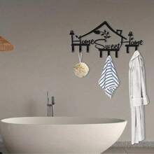 HELLOYOUNG 1 Stück Schlüsselboard "Home Sweet Home", schwarze Metall Schlüsselhalter Wandhalterung Organizer Ständer mit 8 Haken, Wanddekoration für Büro, Küche, Schlafzimmer, Durchgang und Flur, passend für moderne Wohndekoration