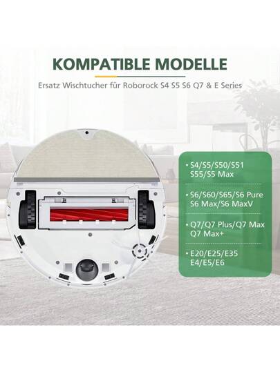 Wipes Roborock Q5 Pro, Pro+, Q8 Max, Q8Max+, S5, S5 S6, S6 Pure, MaxV, Q7, Q7Max Robot Stofzuiger Cleaner, Soft, Washable Reusable Replacement Mop view 2