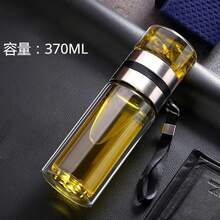 Botella de agua deé, vaso de agua de doble capa de vidrio de borosilicato alto, vaso infusor, botella de agua con filtro deé W0WF - 370 ml Blanco - Ver 9