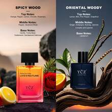 Red & Blue Gentleman's Fragrance Gift Set|LOVE'S RED FLAME SPICY WOOD & YCZ FRESH & FRUIT|RED & BLUE DUALS - WARM & COLD AS YOU WANT TO BE|50mL/1.7Oz Per Bottle - Double Bottles For Long Lasting Scent|Valentine's Day-Birthday-Father's Day Exclusive Gifts - 紅色和藍色 - 查看 3