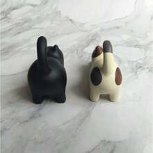 1 Stück dehnbarer Katzen-Schreibtischständer, schwarzer Katzenfigurenhalter für Handy, Kunstharzhandwerk