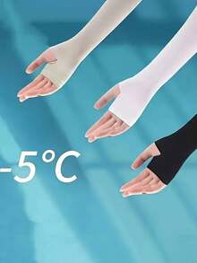 3 双冰紫外线防护袖套和防晒臂套，男女适用 - 透气带拇指孔，高弹力防晒臂套，尼龙冰面料，防紫外线，适合户外活动、骑自行车、跑步、徒步旅行、爬山