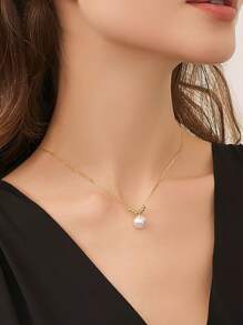 1 pièce Collier pendentif boule porte-bonheur en argent sterling S925, design minimaliste à la mode, style rétro élégant, chaîne pour la clavicule, polyvalent pour un port quotidien, cadeau idéal