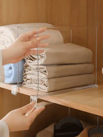 1pc/2pcs Storage Shelving Board, Wall Cabinet Rack, Transparent Wall Shelf, Storage Partition, Suitable For Bedroom, Bathroom And Kitchen, Kitchen Organization And Storage, Kitchen Accessories. Use These Cabinet Storage Shelves To Organize Your Closet, Keep Clothes Neat And Easy To Access, Bathroom Accessories, Halloween Decoration, Room Decoration, Christmas Decoration