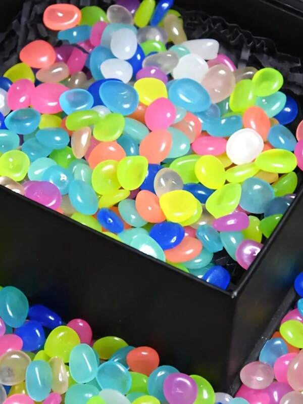 500pcs Glow In The Dark Aquatic Garden Luminous Stones, Used For Succulent Plants Resin Glowing Rocks, Garden Decor