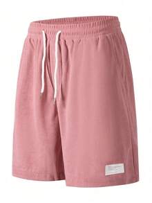 Men's Casual Corduroy Shorts, Versatile Knee-Length Shorts - 藕粉色 - 查看 4