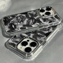 1 件灰底黑唇减震保护手机壳适用于 15/15 Pro Max/14/13/12/11/7/8/XS/11 Pro 防水防摔防刮