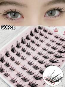 120 Büschel, kein Kleber, kein Entferner erforderlich, individuelle Wimpernbüschel C/D 0,07 mm 12-14 mm, natürlich aussehende dreidimensionale Wimpernverlängerungen Manga Wimpern