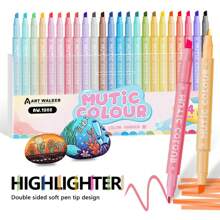 Juego de 6 piezas/12 piezas/24 piezas de bolígrafos fluorescentes de doble cabeza, marcadores fluorescentes de colores para resaltar, dibujar y volver a la escuela