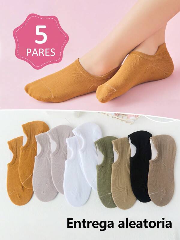 Paquete De 5 Calcetines Tobilleros Para Dama,Tines Juveniles Algodón Transpirable Con Estampado,Para Todas Las Estaciones