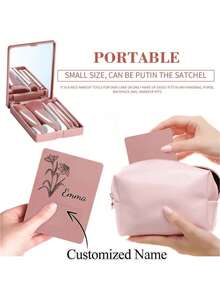 5pcs Miniature Makeup Brush Set With Mirror - Portable Travel Kit For Foundation, Eyeshadow, Lipstick Blending And Powder - one-size - View 2