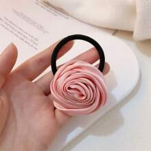 4pcs Elegant Rose Satin Hair Scrunchies, Minimalist Charming Sweet Vintage High-End Floral Print Ponytail Holders, Suitable For Daily Commute, Party, Outfit Matching, Bohemian, Polyester Fiber,Hair Accessories,Hair Elastics,Hair Ties,Hair Rope