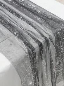 1Pc Halloween Spider Web Pattern Mesh Gauze Table Runner,Black Silver Table Cover,180*75cm Polyester Tablecloth,Trick Or Treat Decoration For Halloween,Happy Halloween Decorations,Halloween Party Supplies,Halloween Decorations,Home Party Decor,Dining Table Decoration,Festival Party Favors,Fall Decor,Kitchen Decor,Tabletop Decor