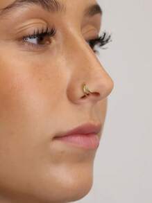 1 pièce Bague de nez en argent sterling S925 à double couche, brillante, petite et légère. Bijou de perçage élégant et simple pour le septum nasal, le cartilage en spirale et le tragus, en or et en argent, convient au port quotidien des femmes.