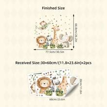 2 Stücke niedliche Boho Tier Wandaufkleber, süßes Elefant Giraffe Blatt Design - PVC abnehmbare Aufkleber für Schlafzimmer, Wohnzimmer & Badezimmer Wanddekoration & Heim Ästhetik