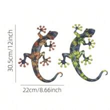 1 Stück 2D Metall Eidechse Wandkunst, Haus, Villa, Garten Deko Eisen Kunstwerk, Frühlings- und Sommer-Outdoor-Festival Dekoration, Landschaftsdekoration, Verschönerung der Umgebung, Innenraum-Wohnzimmerdekoration
